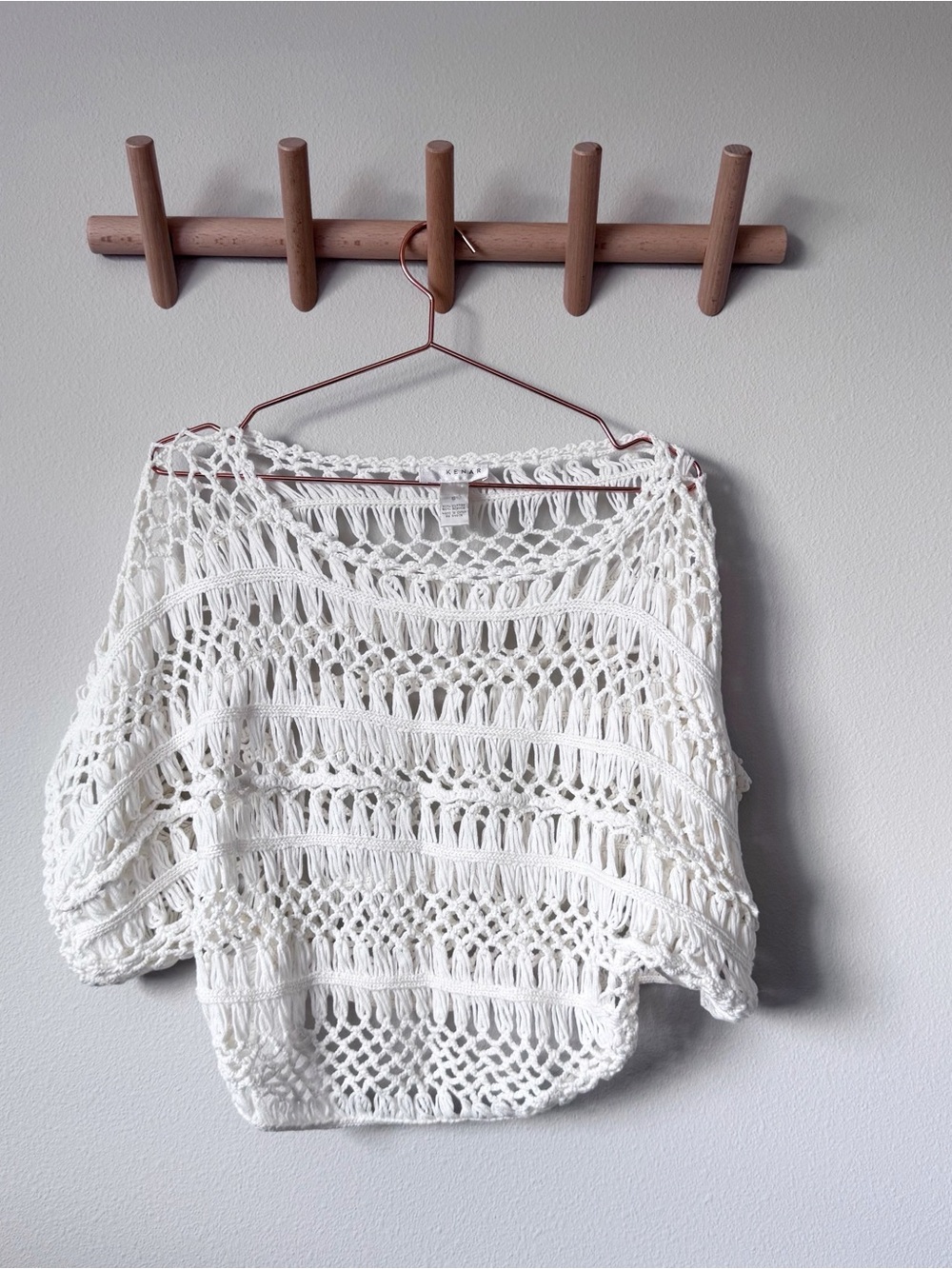 Kenar White Crochet Open Knit Top